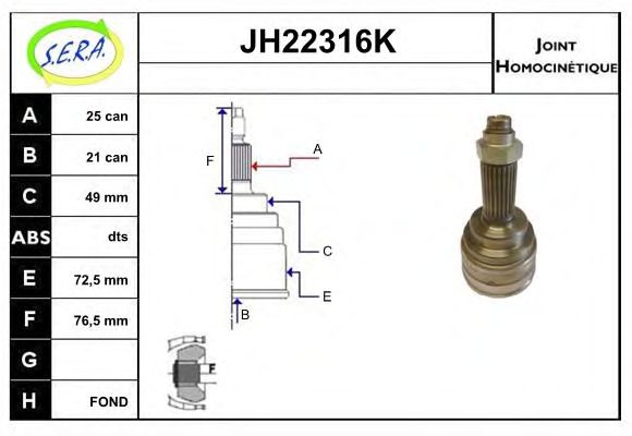 JH22316K SERA Joint Kit, drive shaft