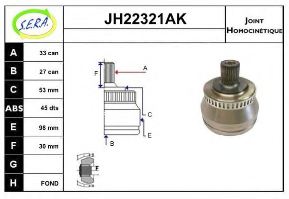 JH22321AK SERA Final Drive Joint Kit, drive shaft