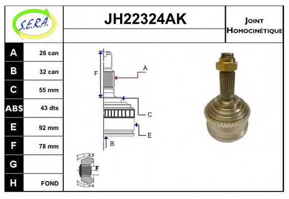 JH22324AK SERA Final Drive Joint Kit, drive shaft