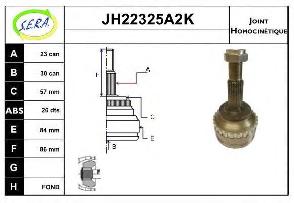 JH22325A2K SERA Final Drive Joint Kit, drive shaft
