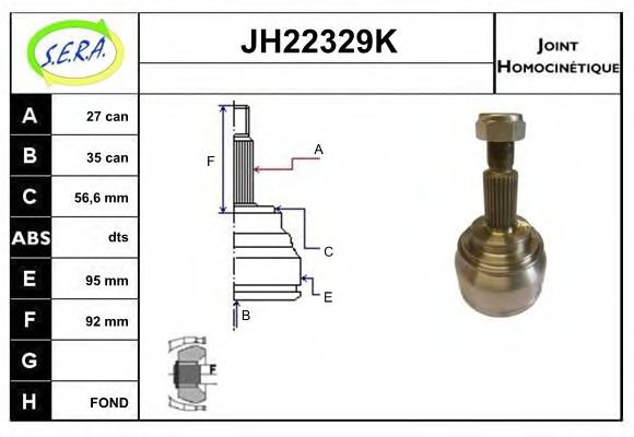 JH22329K SERA Final Drive Joint Kit, drive shaft
