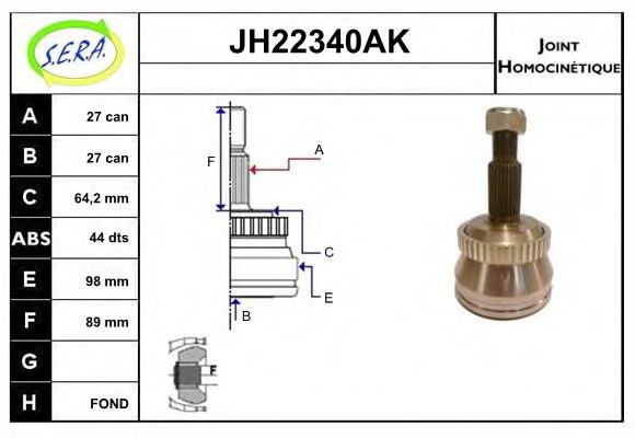 JH22340AK SERA Final Drive Joint Kit, drive shaft