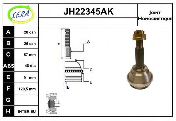 JH22345AK SERA Final Drive Joint Kit, drive shaft