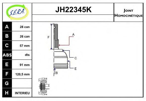JH22345K SERA Final Drive Joint Kit, drive shaft