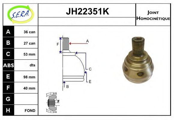 JH22351K SERA Final Drive Joint Kit, drive shaft