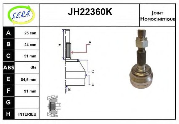 JH22360K SERA Final Drive Joint Kit, drive shaft