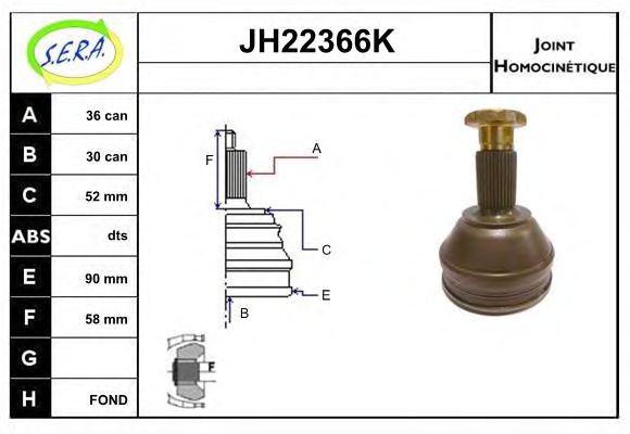 JH22366K SERA Final Drive Joint Kit, drive shaft