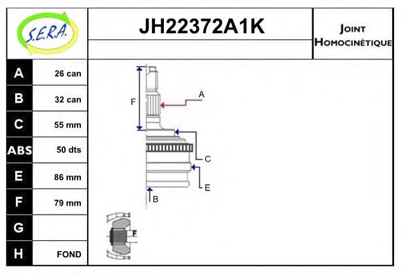JH22372A1K SERA Final Drive Joint Kit, drive shaft