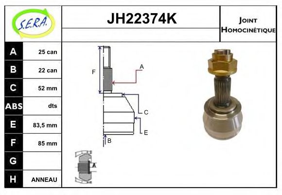 JH22374K SERA Final Drive Joint Kit, drive shaft