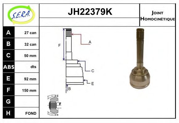 JH22379K SERA Final Drive Joint Kit, drive shaft