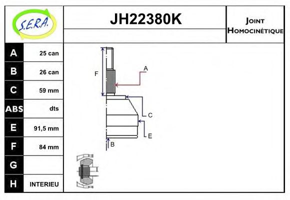 JH22380K SERA Radantrieb Gelenksatz, Antriebswelle
