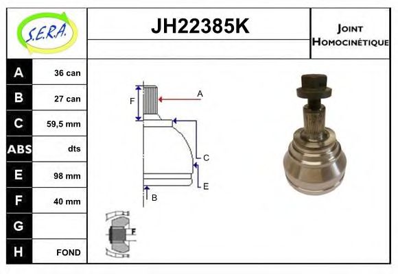 JH22385K SERA Final Drive Joint Kit, drive shaft