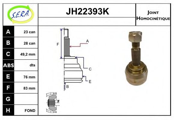 JH22393K SERA Final Drive Joint Kit, drive shaft