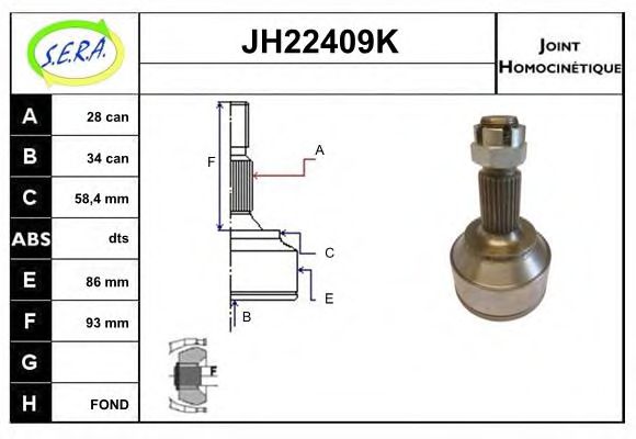 JH22409K SERA Final Drive Joint Kit, drive shaft