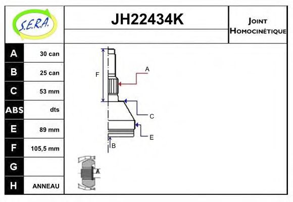 JH22434K SERA Final Drive Joint Kit, drive shaft