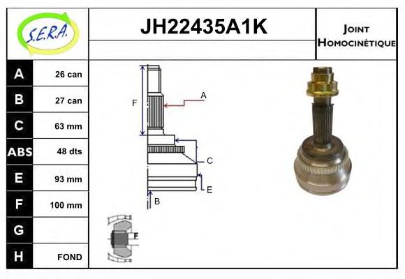 JH22435A1K SERA Final Drive Joint Kit, drive shaft