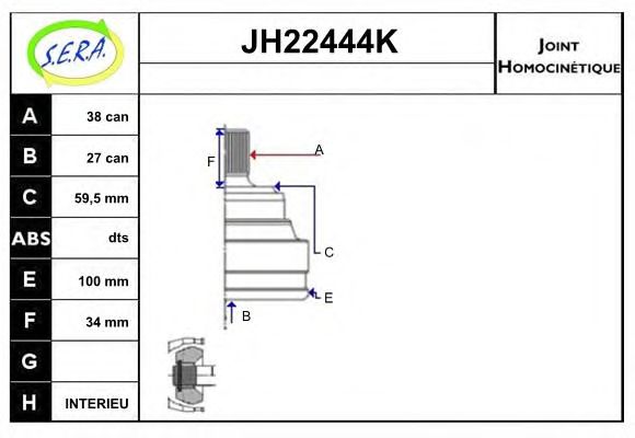 JH22444K SERA Final Drive Joint Kit, drive shaft