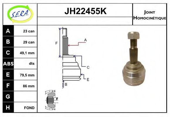 JH22455K SERA Final Drive Joint Kit, drive shaft