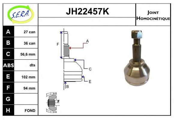 JH22457K SERA Final Drive Joint Kit, drive shaft