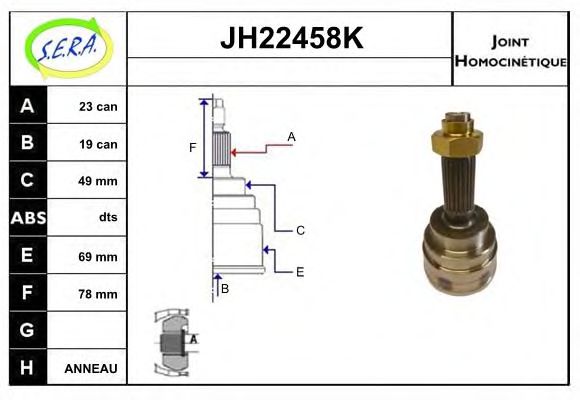 JH22458K SERA Final Drive Joint Kit, drive shaft