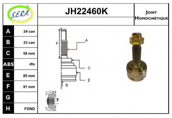 JH22460K SERA Final Drive Joint Kit, drive shaft