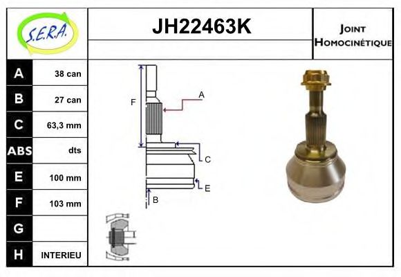 JH22463K SERA Final Drive Joint Kit, drive shaft