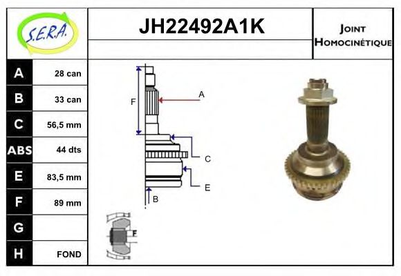 JH22492A1K SERA Final Drive Joint Kit, drive shaft