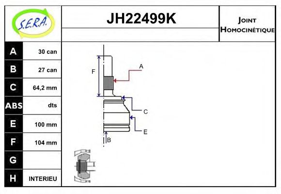 JH22499K SERA Final Drive Joint Kit, drive shaft