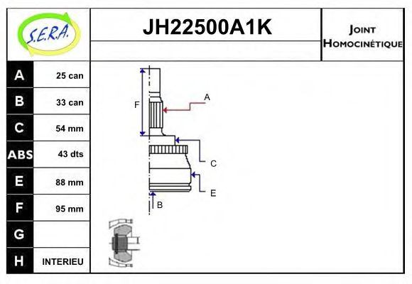 JH22500A1K SERA Final Drive Joint Kit, drive shaft