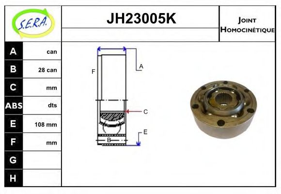 JH23005K SERA Final Drive Joint Kit, drive shaft