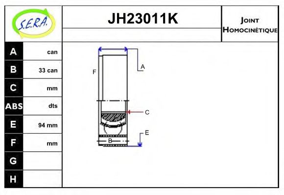 JH23011K SERA Final Drive Joint Kit, drive shaft