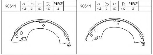 K0611 ASIMCO Brake System Brake Shoe Set