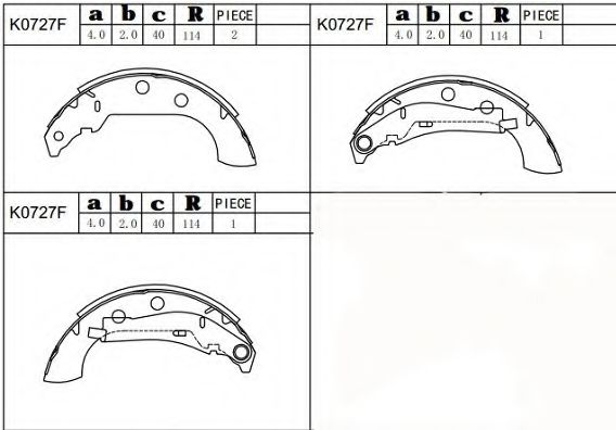 K0727F ASIMCO Brake System Brake Shoe Set