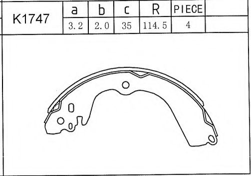 K1747 ASIMCO Brake System Brake Shoe Set