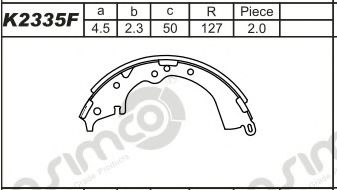 K2335F ASIMCO Brake System Brake Shoe Set