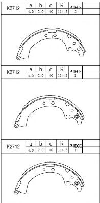 K2712 ASIMCO Brake System Brake Shoe Set
