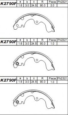 K2790F ASIMCO Brake System Brake Shoe Set