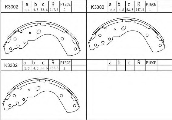 K3302 ASIMCO Brake System Brake Shoe Set