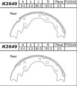 K3649 ASIMCO Brake Shoe Set