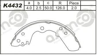 K4432 ASIMCO Brake System Brake Shoe Set, parking brake