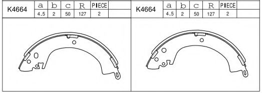 K4664 ASIMCO Brake System Brake Shoe Set