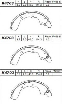 K4703 ASIMCO Brake System Brake Shoe Set