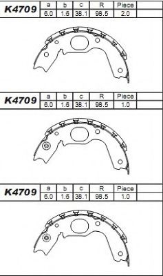 K4709 ASIMCO Brake System Brake Shoe Set