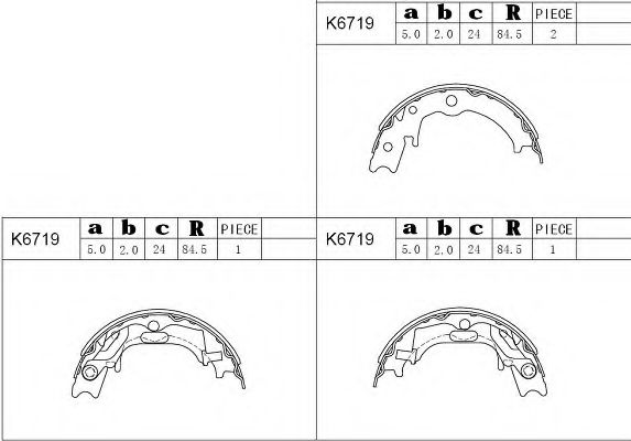 K6719 ASIMCO Brake System Brake Shoe Set