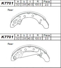 K7701 ASIMCO Brake System Brake Shoe Set