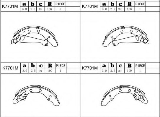 K7701M ASIMCO Brake System Brake Shoe Set