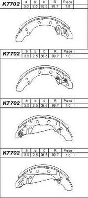 K7702 ASIMCO Brake System Brake Shoe Set
