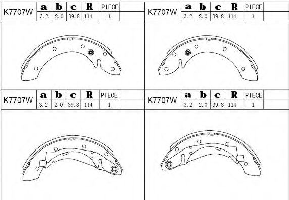 K7707W ASIMCO Brake System Brake Shoe Set
