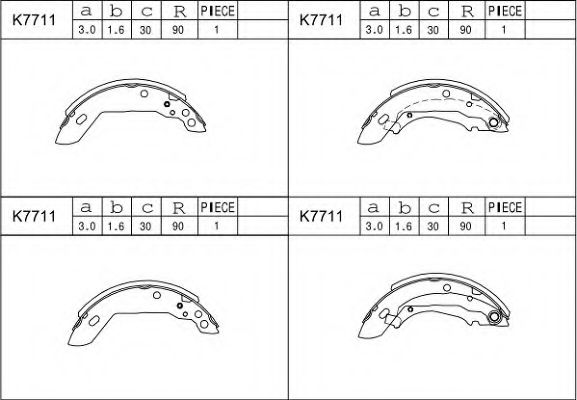 K7711 ASIMCO Brake System Brake Shoe Set