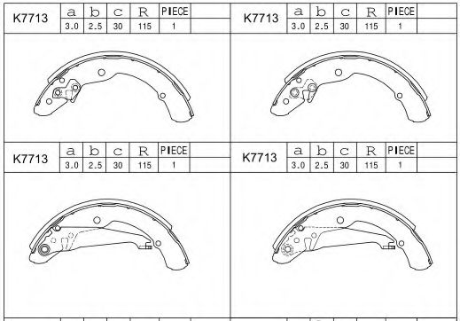 K7713 ASIMCO Brake System Brake Shoe Set